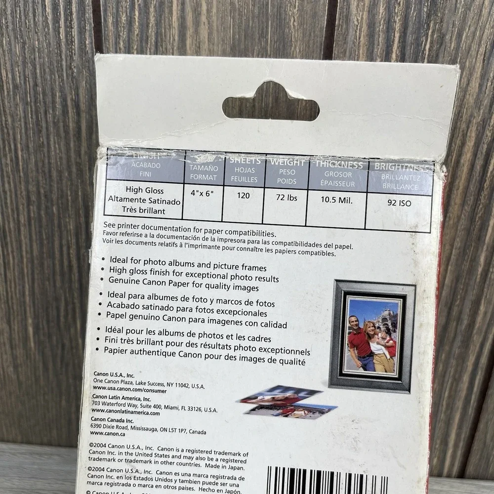Canon 4x6 Photo Paper Plus Glossy 120 Sheets for inkjet